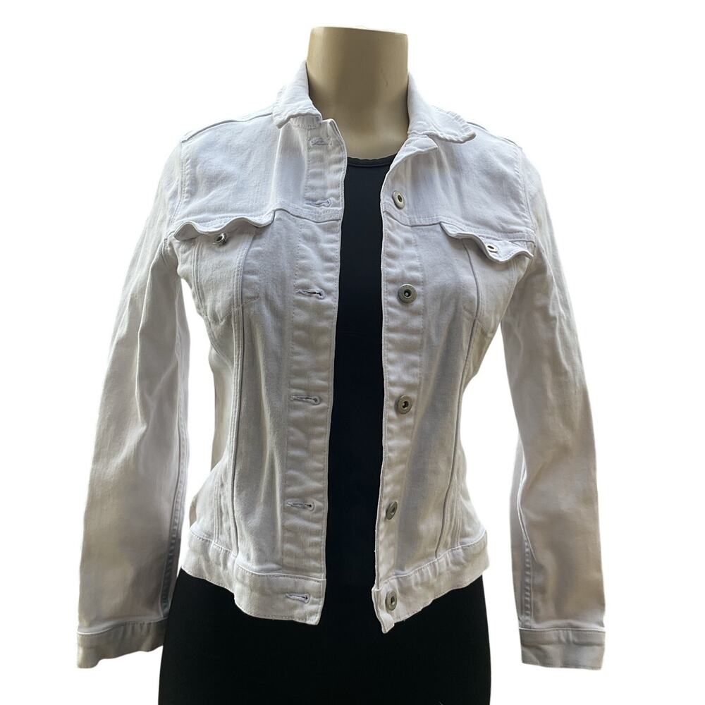 Tommy Hilfiger Women’s White Denim Jacket Classic Trucker Size 4